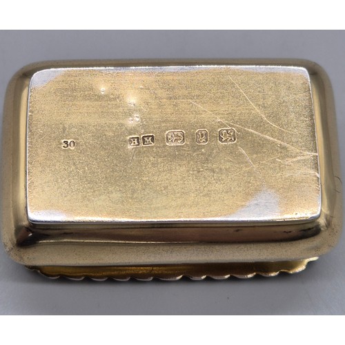 62 - Birmingham silver gilt and tortoise shell snuff box. Dated 1898 and produced by Henry Matthews.