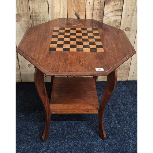 398 - Oak two tier chess table. [72x70cm]