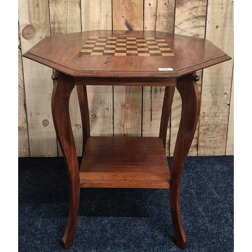 398 - Oak two tier chess table. [72x70cm]