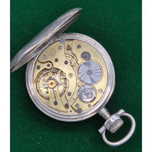 5 - Birmingham silver cigarette case & Foreign Silver Dollar Deux Grand Prix pocket watch. Engraved casi... 