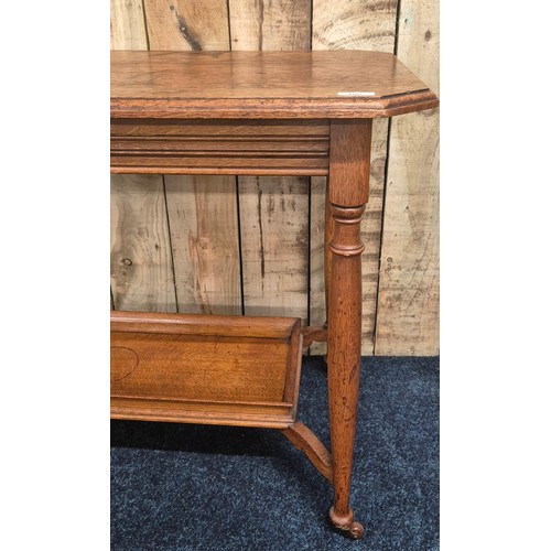 408 - 19th century two tier window table on ceramic casters [70x84x50cm]