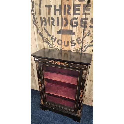 393 - 19th Century French pier ebonised Display Cabinet with fitted velvet interior [110x77x32.5cm]