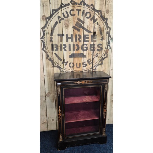 393 - 19th Century French pier ebonised Display Cabinet with fitted velvet interior [110x77x32.5cm]