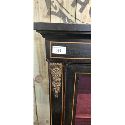 393 - 19th Century French pier ebonised Display Cabinet with fitted velvet interior [110x77x32.5cm]