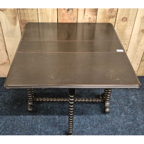 413 - 19th Century Ebonised Sutherland Dropleaf  Table on Bobble supports [57.5x69x75cm]