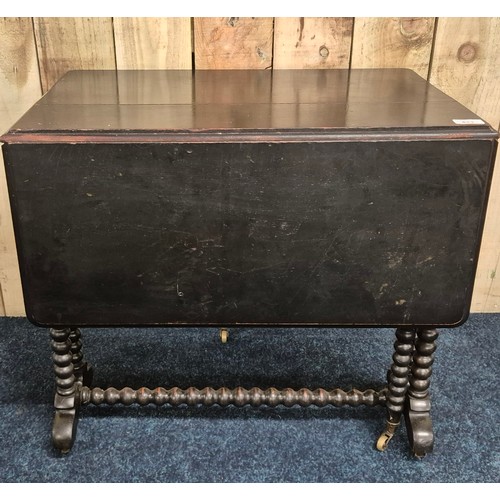 413 - 19th Century Ebonised Sutherland Dropleaf  Table on Bobble supports [57.5x69x75cm]