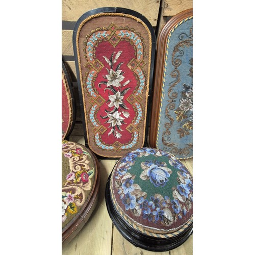 382 - A Collection of Victorian beadwork stools and serving trays.