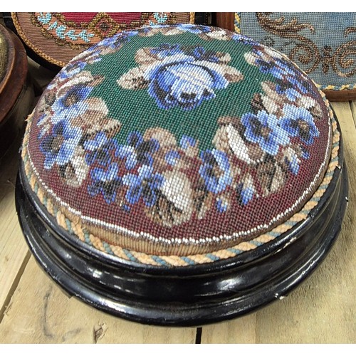 382 - A Collection of Victorian beadwork stools and serving trays.