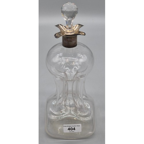 404 - Birmingham Silver collared Glass decanter 1909. [29cm high]