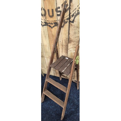 438 - Two pairs of antique wooden painters step ladders