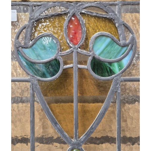 443 - A Stainglass window section. [59x34cm]