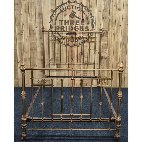 433 - 19th century double brass bed frame. Cast iron sides.