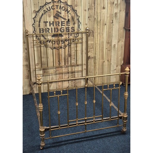 433 - 19th century double brass bed frame. Cast iron sides.