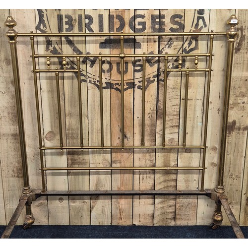 433 - 19th century double brass bed frame. Cast iron sides.