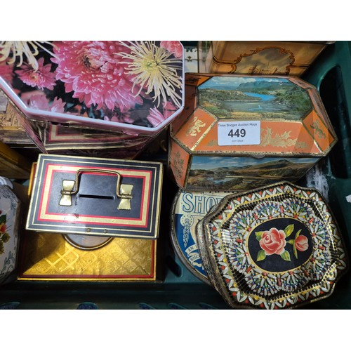 449 - A Large collection of vintage advertising tins; Bairns short hand biscuit tin, Loch Carron Near Kyle... 