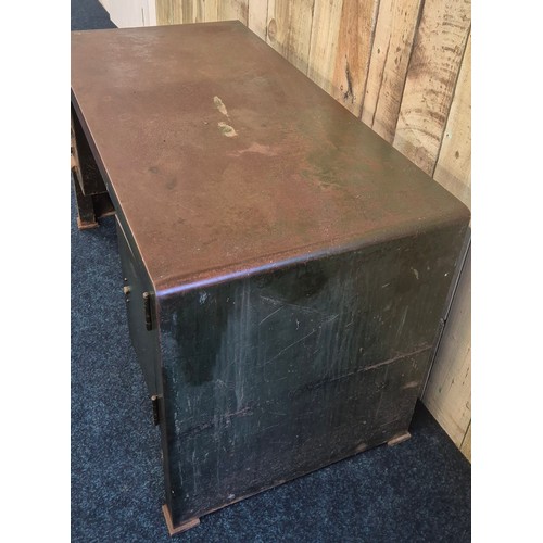 511 - Milner's Industrial metal pedestal workman's desk with fitted drawers