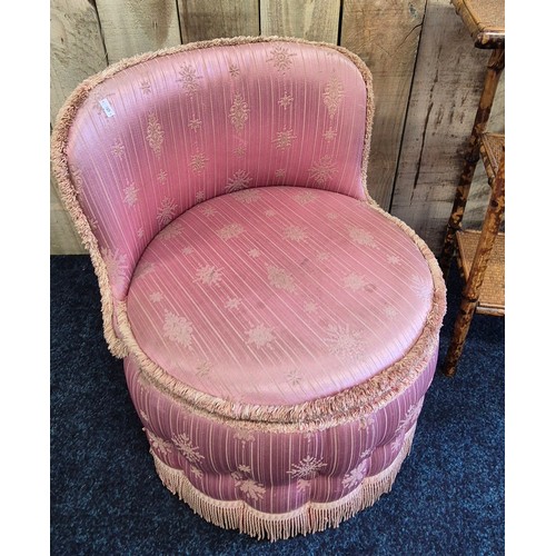 521 - Two items of furniture; Mid century bedroom chair and Victorian bamboo design two tier table.