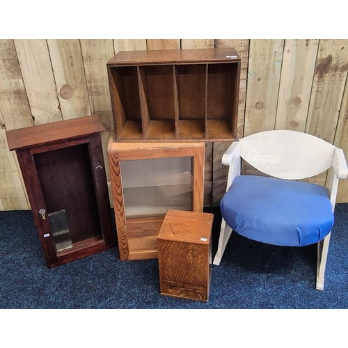 520 - A Collection of mixed furniture; Small display cases, child's bedroom chair, record unit and small s... 