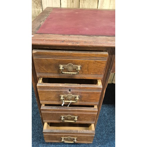 524 - 19th century knee hole writing desk; consists of four drawers down each side. [80x130x76.5cm]