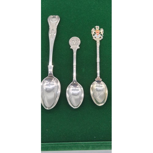 85A - Three silver tea spoons; Victorian Edinburgh silver Kings pattern tea spoon produced by James Wright... 