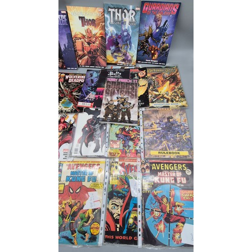 220A - A Collection of mixed DC & Marvel annuals and comics; The Avengers, Batman, Deadpool, Thor, Terry Pr... 