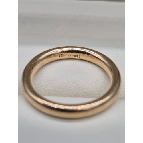 10A - Heavy 18ct yellow gold Wedding band. Stamped 750 BIEGEL. [ring size S] [7.94GRAMS]