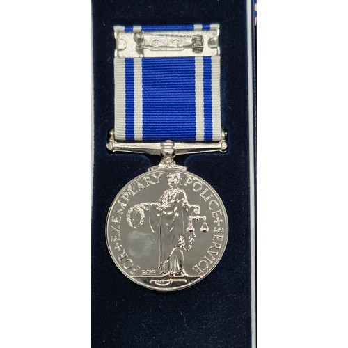 20A - Three boxed Police medals; Police Long service and good conduct medal. The Queens Gold & Diamond Jub... 