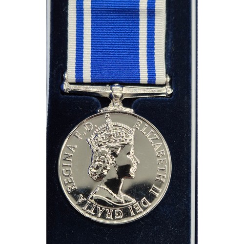 20A - Three boxed Police medals; Police Long service and good conduct medal. The Queens Gold & Diamond Jub... 