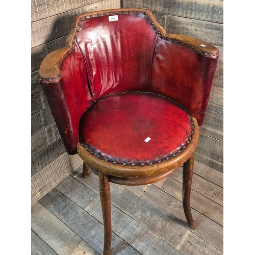 205 - George III style Library tub chair in Oxblood Red upholstery