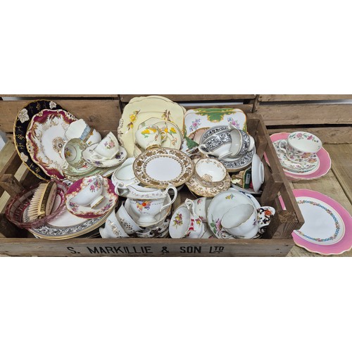 321 - A Crate of collectable tea ware; Paragon ware, Wedgewood & many others