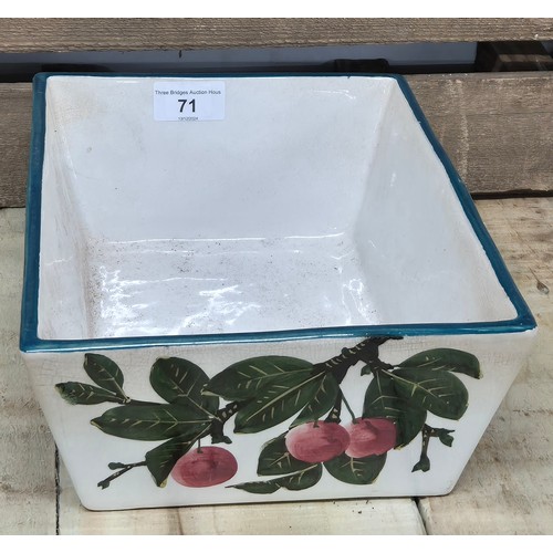 71 - Early 20th century Wemyss Ware plum pattern Trough with Wemyss impressed back stamp [by T. Goode & C... 