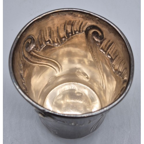 2 - French Silver hallmarked ornate drinking cup. [8cm high] [52.30grams]