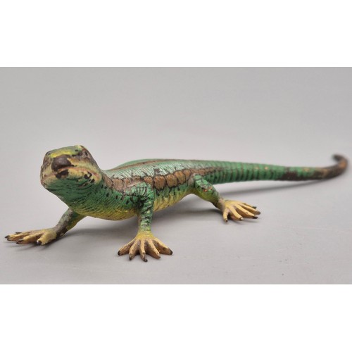 60 - Antique Austrian Cold painted Bronze Lizard sculpture. [13cm length] [75.53grams]