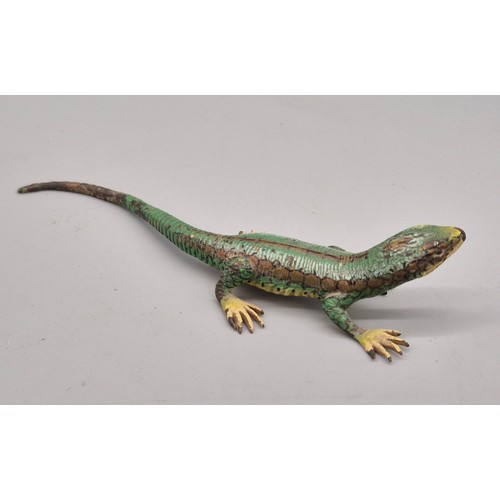 60 - Antique Austrian Cold painted Bronze Lizard sculpture. [13cm length] [75.53grams]