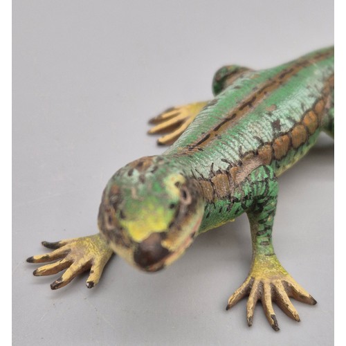 60 - Antique Austrian Cold painted Bronze Lizard sculpture. [13cm length] [75.53grams]