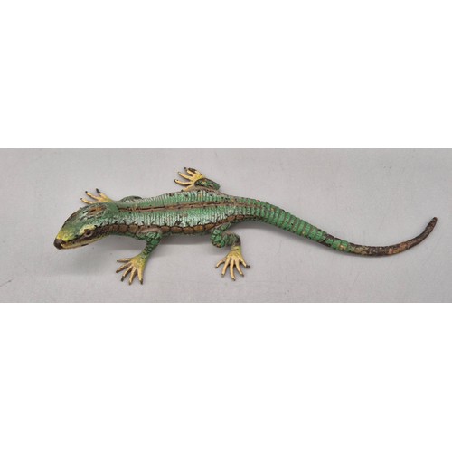 60 - Antique Austrian Cold painted Bronze Lizard sculpture. [13cm length] [75.53grams]