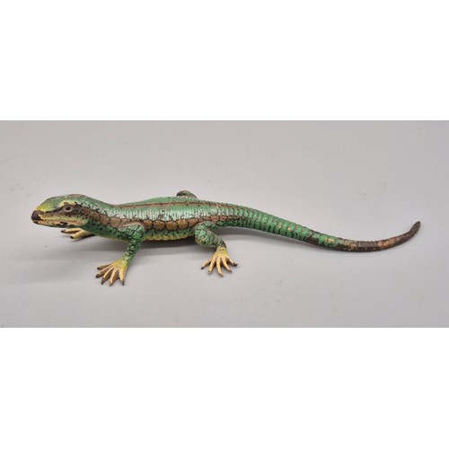 60 - Antique Austrian Cold painted Bronze Lizard sculpture. [13cm length] [75.53grams]