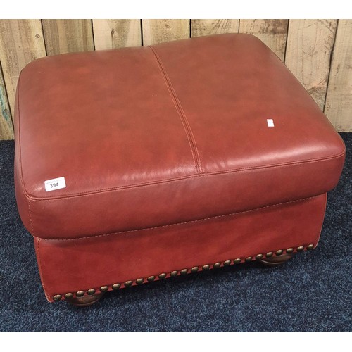 394 - Brown rustic leather footstool. [45x75x65cm]