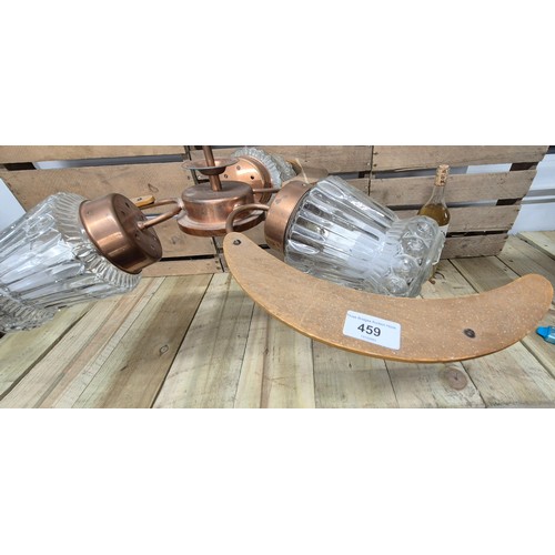 459 - A Mid century Sputnik style copper ceiling light with fitted glass shades [33x60cm]