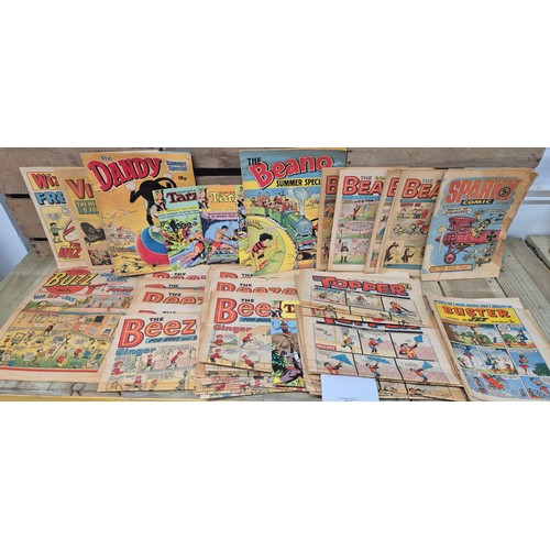 457 - A collection of kids 1970s cartoon magazines; buzz issue 1,The Beano,  The Beezer & topper, The Dand... 