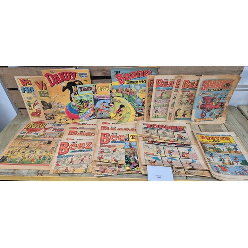 457 - A collection of kids 1970s cartoon magazines; buzz issue 1,The Beano,  The Beezer & topper, The Dand... 