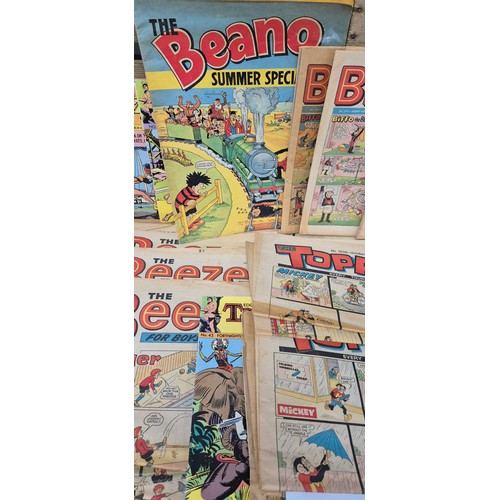 457 - A collection of kids 1970s cartoon magazines; buzz issue 1,The Beano,  The Beezer & topper, The Dand... 