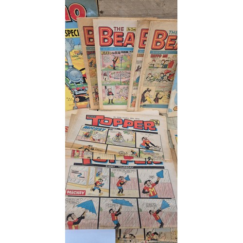 457 - A collection of kids 1970s cartoon magazines; buzz issue 1,The Beano,  The Beezer & topper, The Dand... 