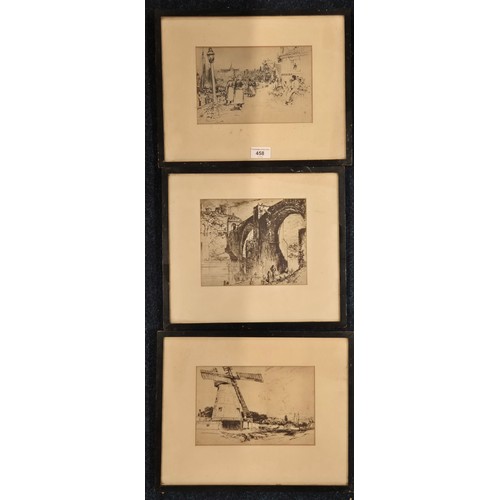 458 - A Collection of three Frank short 19th century etchings; An April day in Kent, Victorian street scen... 