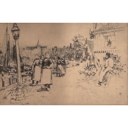 458 - A Collection of three Frank short 19th century etchings; An April day in Kent, Victorian street scen... 