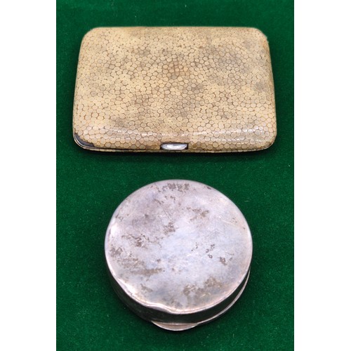 11 - Two Birmingham silver and Shagreen items; Birmingham silver and shagreen covered cigarette case and ... 