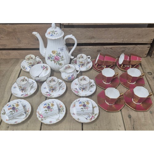 333 - Tray of Royal Worcester and Royal Doulton coffee sets; R.W. 