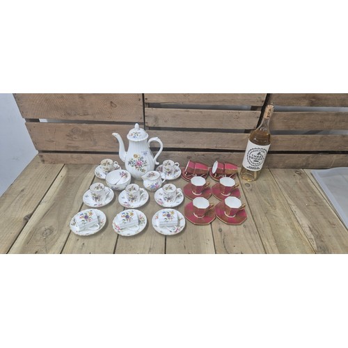 333 - Tray of Royal Worcester and Royal Doulton coffee sets; R.W. 