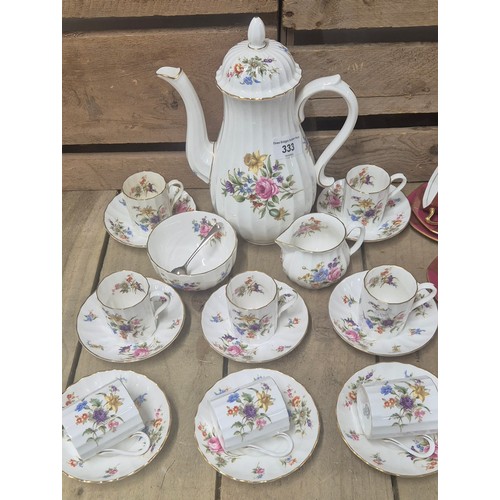 333 - Tray of Royal Worcester and Royal Doulton coffee sets; R.W. 