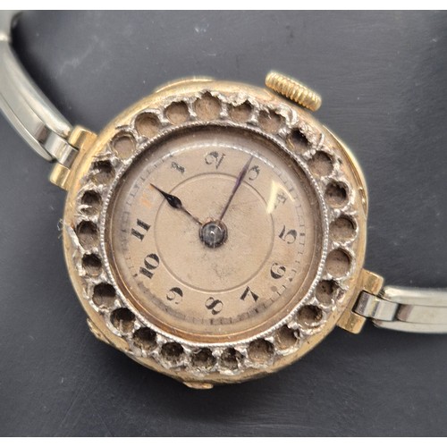 34 - Vintage 18ct white gold strap and 9ct gold cased watch. [Scrap] [21.21grams]